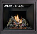 This is an image of a sleek ProBuilder 36 CF Deluxe gas fireplace by Fireplace X and the Classic Oak log option.