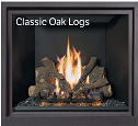 This is an image of a sleek ProBuilder 36 CF GSB gas fireplace by Fireplace X and standard classic oak log set