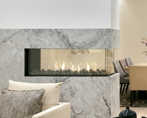 Image of a 120 Space Creator Gas Fireplace by Ortal featuring double glass with a link to the product page.