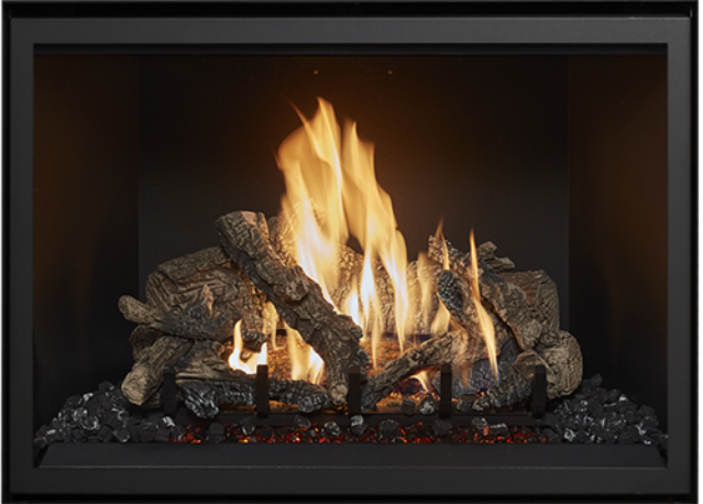 Image of the realistic Classic Oak Log Set by FireplaceX for the 864TV 40K gas fireplace