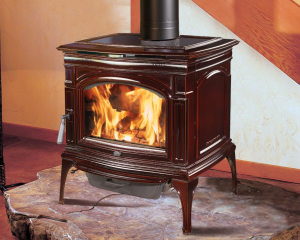 Image Of a Rockport Wood stove by Lopi with a link to the product page.
