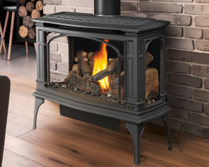 Image of a Greenfield Deluxe Cast Gas stove made by Lopi that links you to the product page