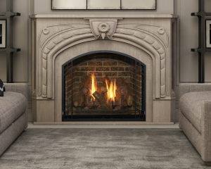 Image of a Kozy Heat Alpha 36 Gas Fireplace with a link to the product page.