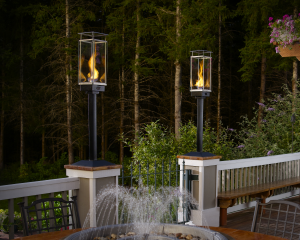 Image of a pair of sleek Tempest Torches with a link to the product page.