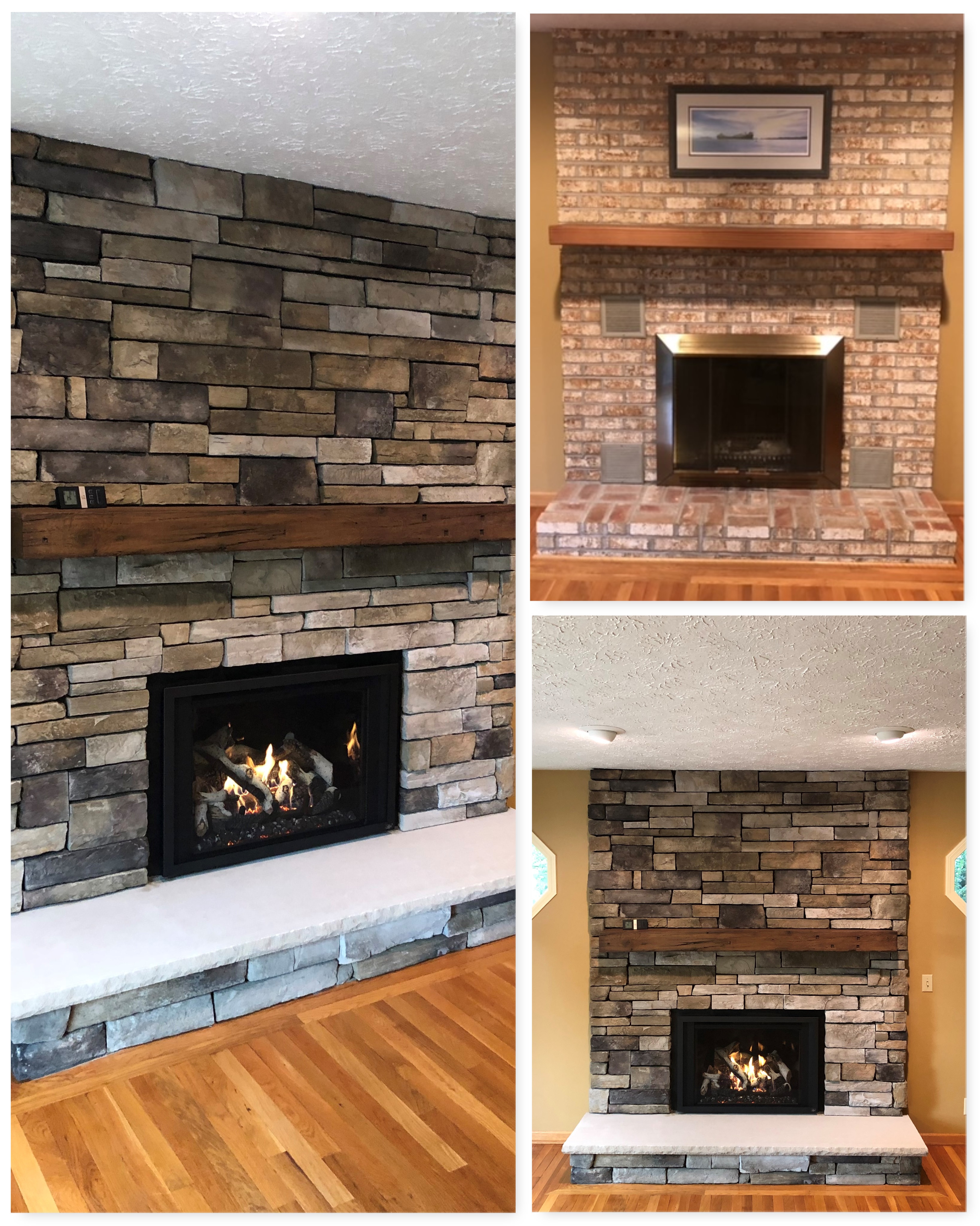 Image of a 616 by Fireplace Xtordinair with rustic Cultured Stonework and MagraHearth Mantle.