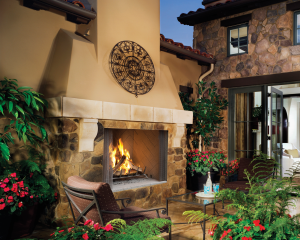 Image of a traditional 4500 Series outdoor wood fireplace with a link to the product page.