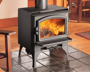 Image of the Answer wood stove by Lopi with a link to the product page.
