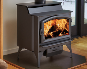 Image of a Libery wood stove by Lopi with a link to the product page.