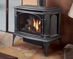 The Greenfield MV Cast Gas stove made by Lopi that links you to the product page